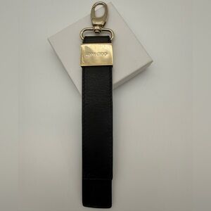 Jimmy Choo Black and Gold Leather Keychain
